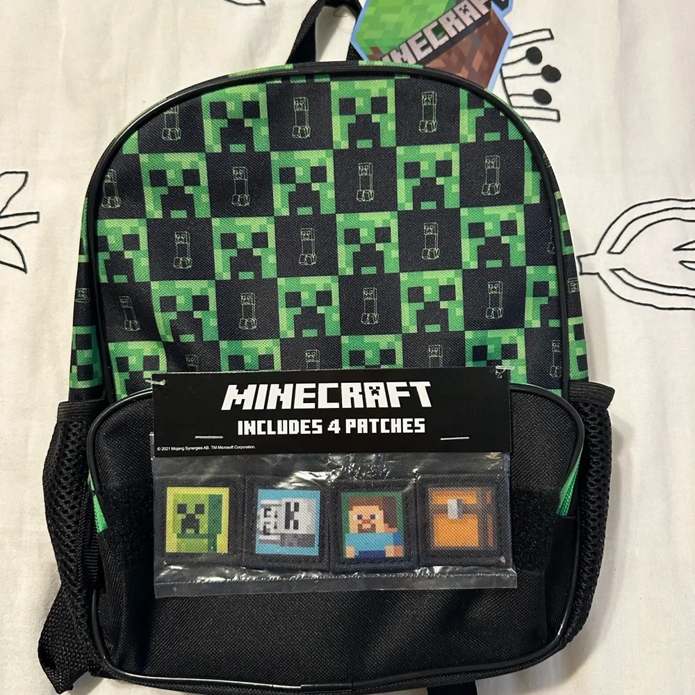 NWT Minecraft Creeper Toddler Backpack by Bioworld — Includes 4 Patches